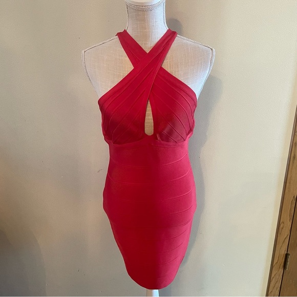 Herve Leger Paris Bandage dress Red size medium NEW
